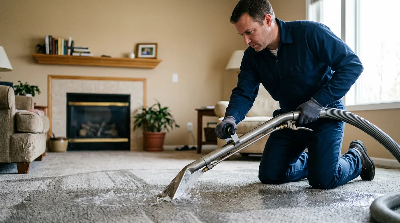 Water damage restoration technician working near Georgetown, ID